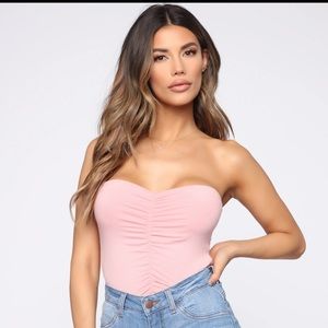 Pink Ruched Tube Top
